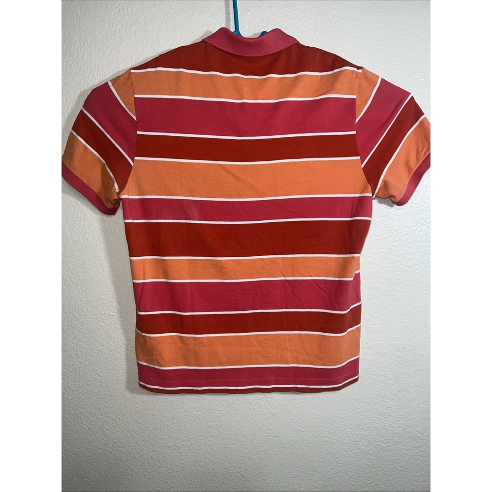 Lacoste Mens Short Sleeve Multicolor Striped  Polo Shirt Sz 7, Large Cotton Peru - Picture 3 of 6